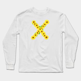 Sunflowers Initial Letter X (White Background) Long Sleeve T-Shirt